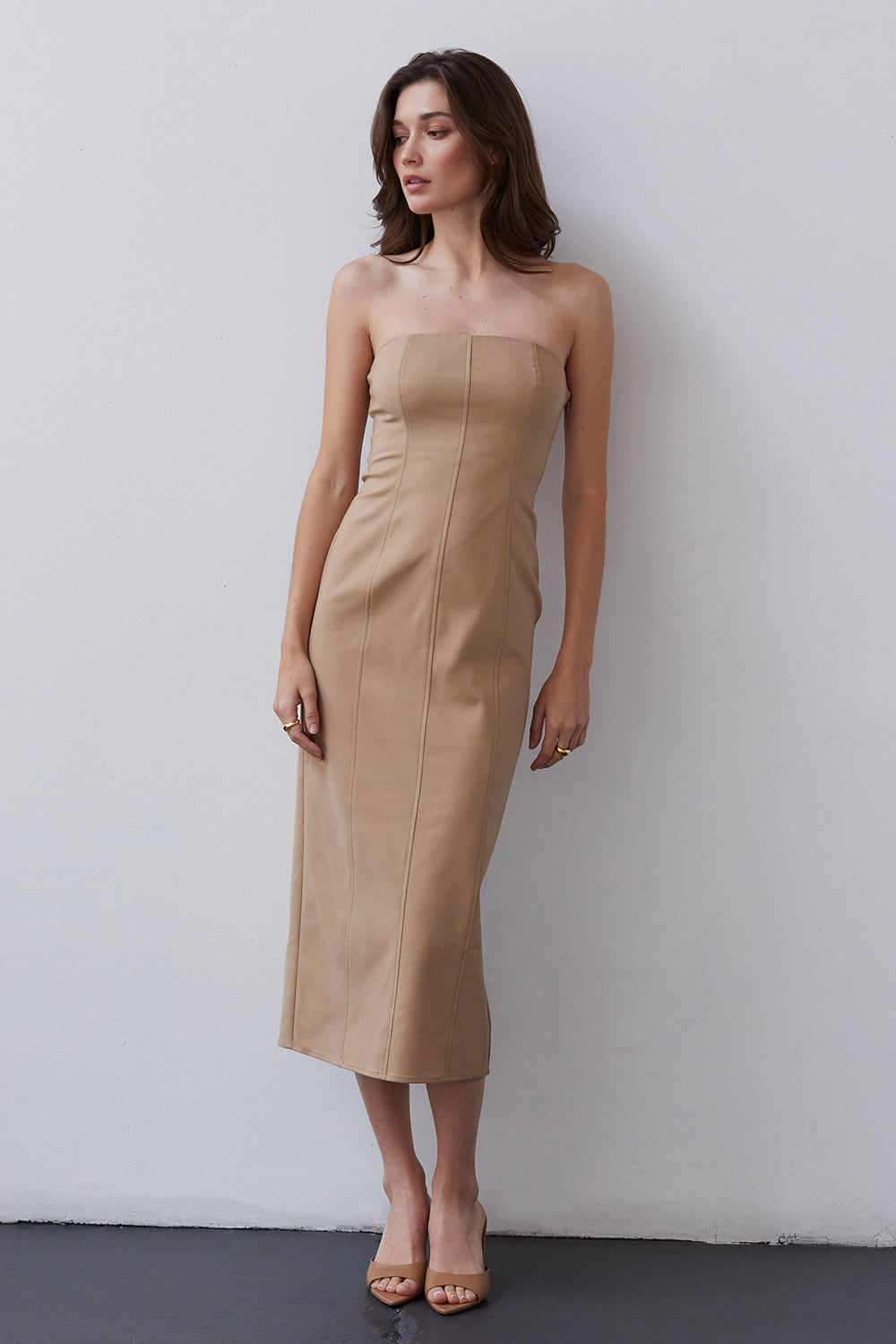 Beige tube outlet dress