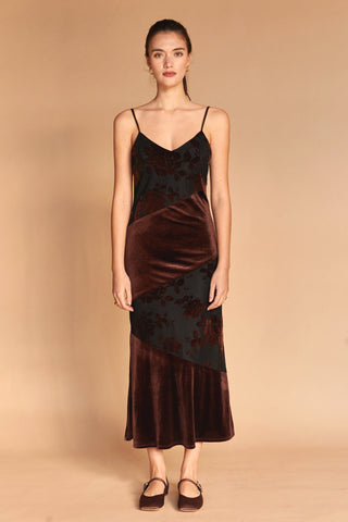 Janice Burnout Velvet Midi Dress