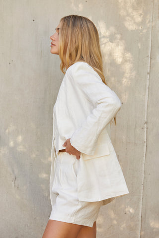 Zoey Collarless Linen Blazer