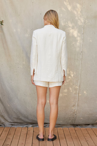 Zoey Collarless Linen Blazer