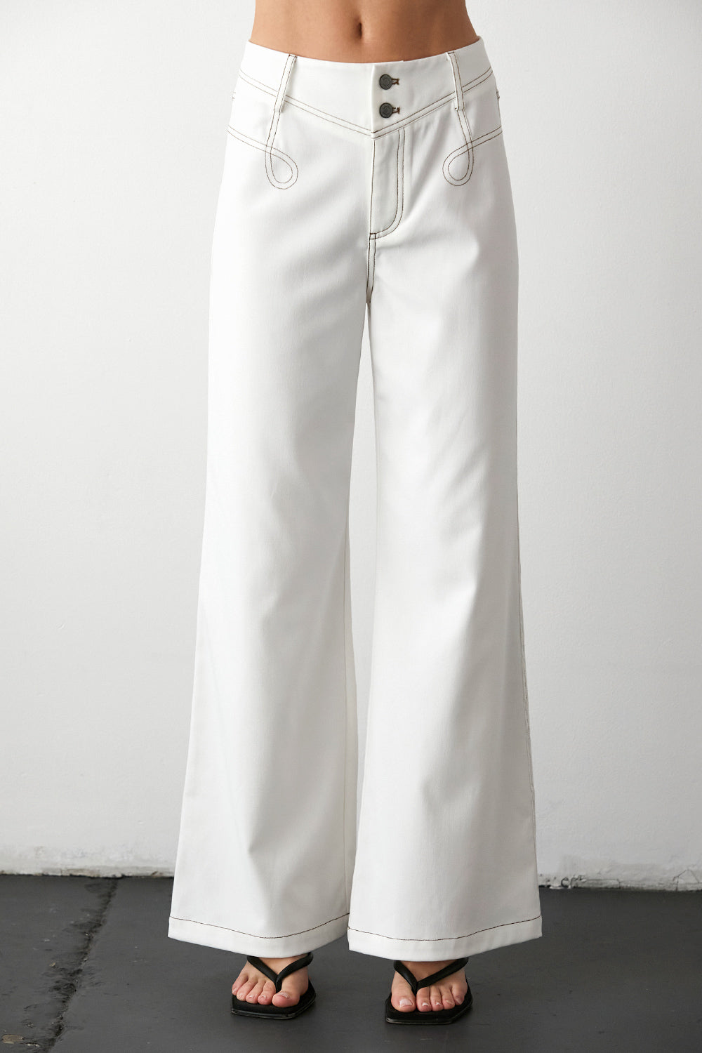 Women's White Roma Front Slit Bell Bottom Pants - Lyush – Trendia