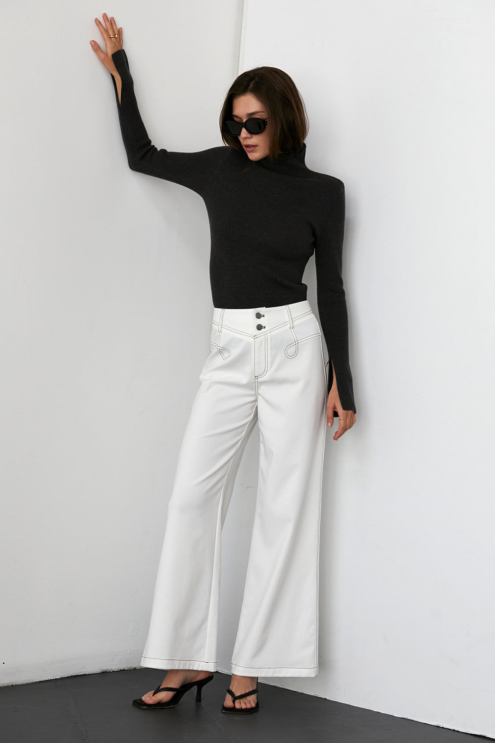 Silver Leather-Look Western Trousers | New Look