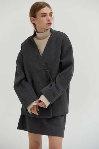 Jae Wool Blend Jacket with Scarf Set