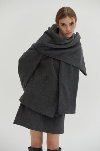 Jae Wool Blend Jacket with Scarf Set