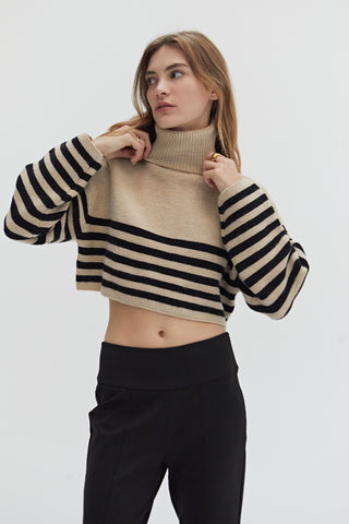 Avery Turtleneck Striped Sweater Top