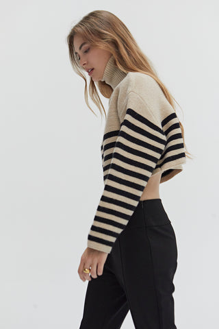 Avery Turtleneck Striped Sweater Top