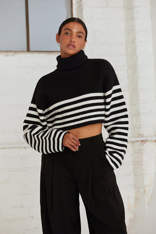 Avery Turtleneck Striped Sweater Top