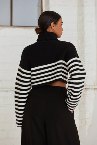 Avery Turtleneck Striped Sweater Top