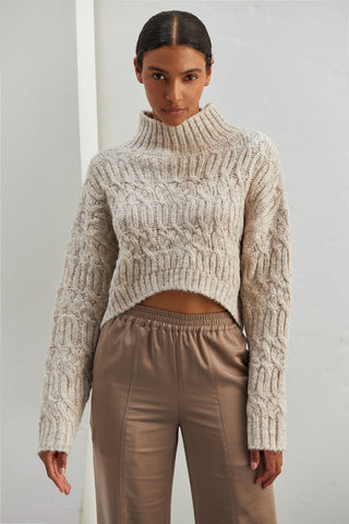 Lena Mock Neck Cropped Sweater