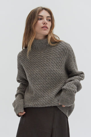 Emmi Cable Knit Mock Neck Sweater