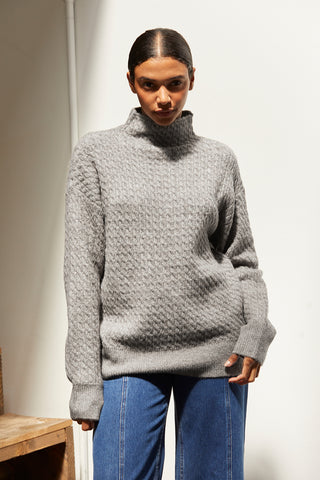 Emmi Cable Knit Mock Neck Sweater