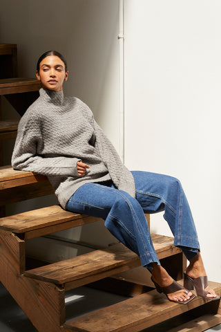 Emmi Cable Knit Mock Neck Sweater