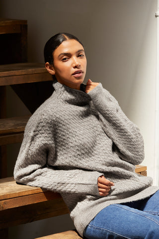 Emmi Cable Knit Mock Neck Sweater