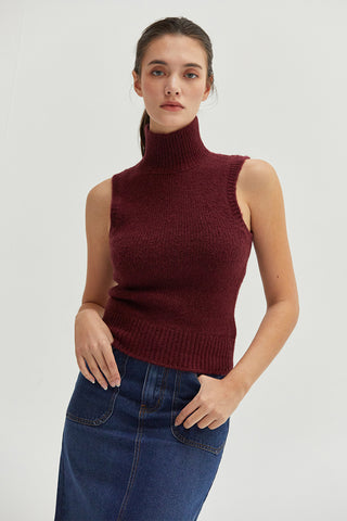 Yosira Sleeveless Turtleneck Sweater Top