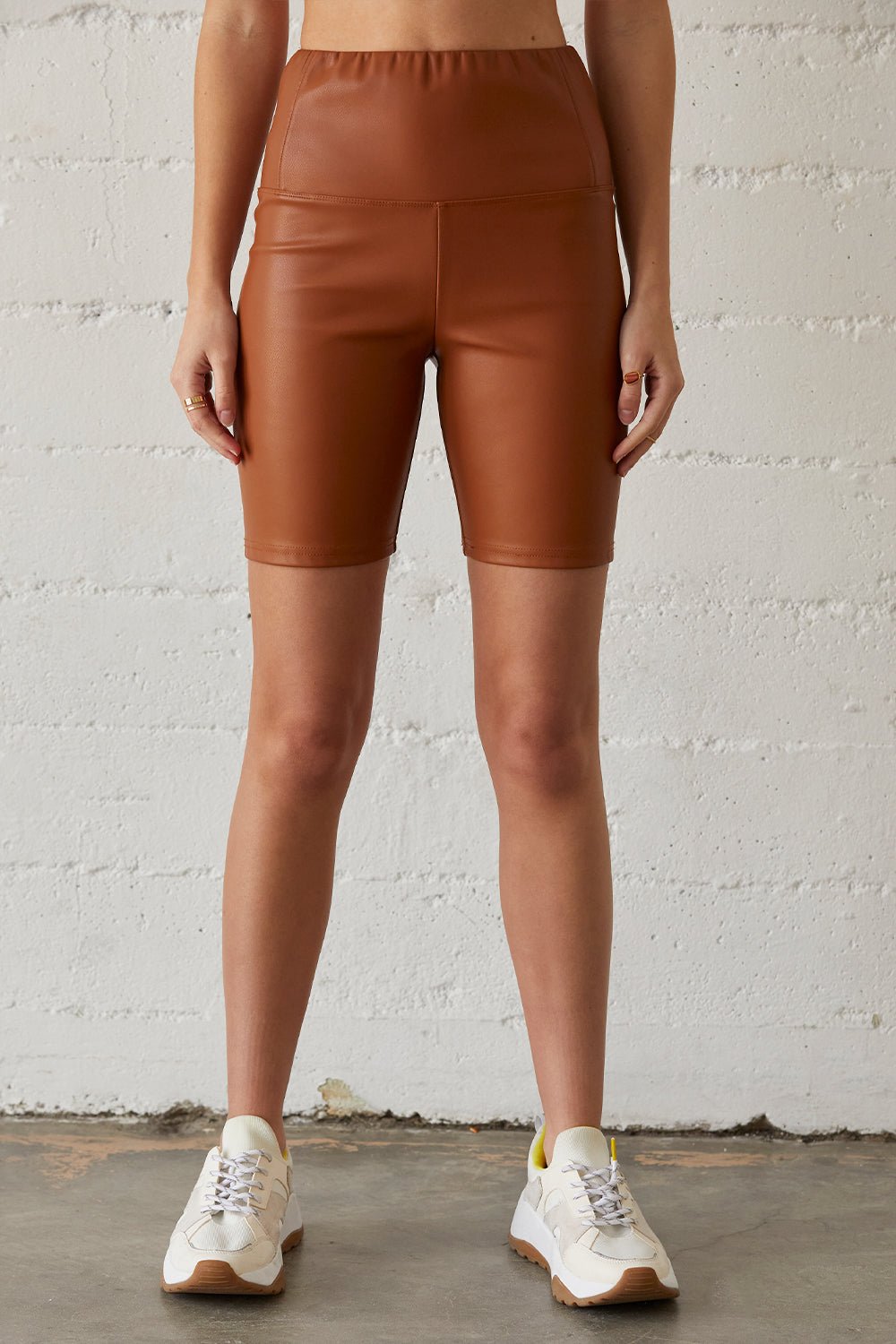 Vegan leather hot sale biker shorts